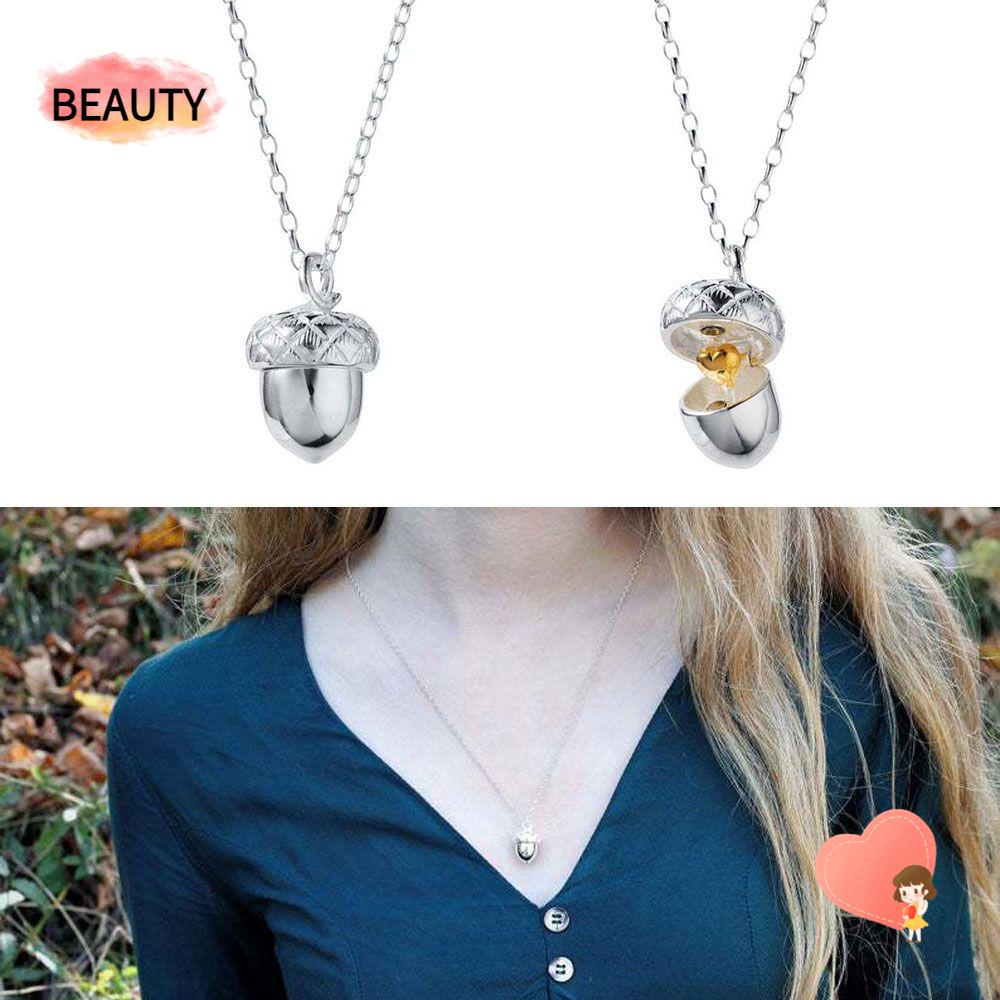 Vòng cổ hình hạt dẻ mở nắp có mặt hình trái tim bên trong độc đáo thời trang cho nữ