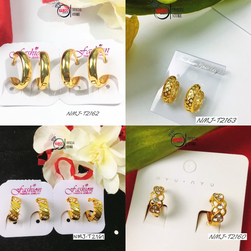Bông Tai Bông Tròn Mạ Vàng Có Mẫu T2160, T2161, T2162, T2163 Xinh Đẹp Dành Cho Nàng