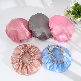 Mũ tắm / ủ tóc lụa Satin 2 lớp dày dặn co giãn chống thấm nước tốt 26cm
