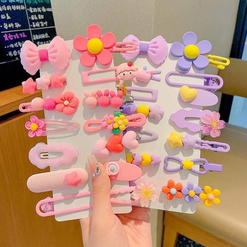 Set 8 / 14 Kẹp Tóc Hình Hoa Màu Sắc Macaron Xinh Xắn Cho Bé Gái