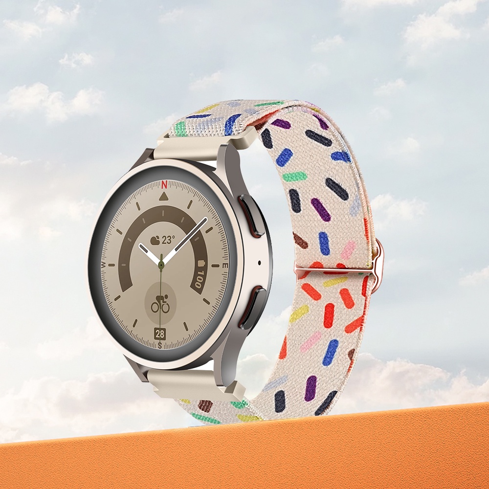 Dây Đeo nylon Co Giãn 20 / 22mm Màu Cầu Vồng Cho Đồng Hồ Thông Dụng Samsung Galaxy Watch 4 5 40mm 44mm Galaxy 5Pro 45mm