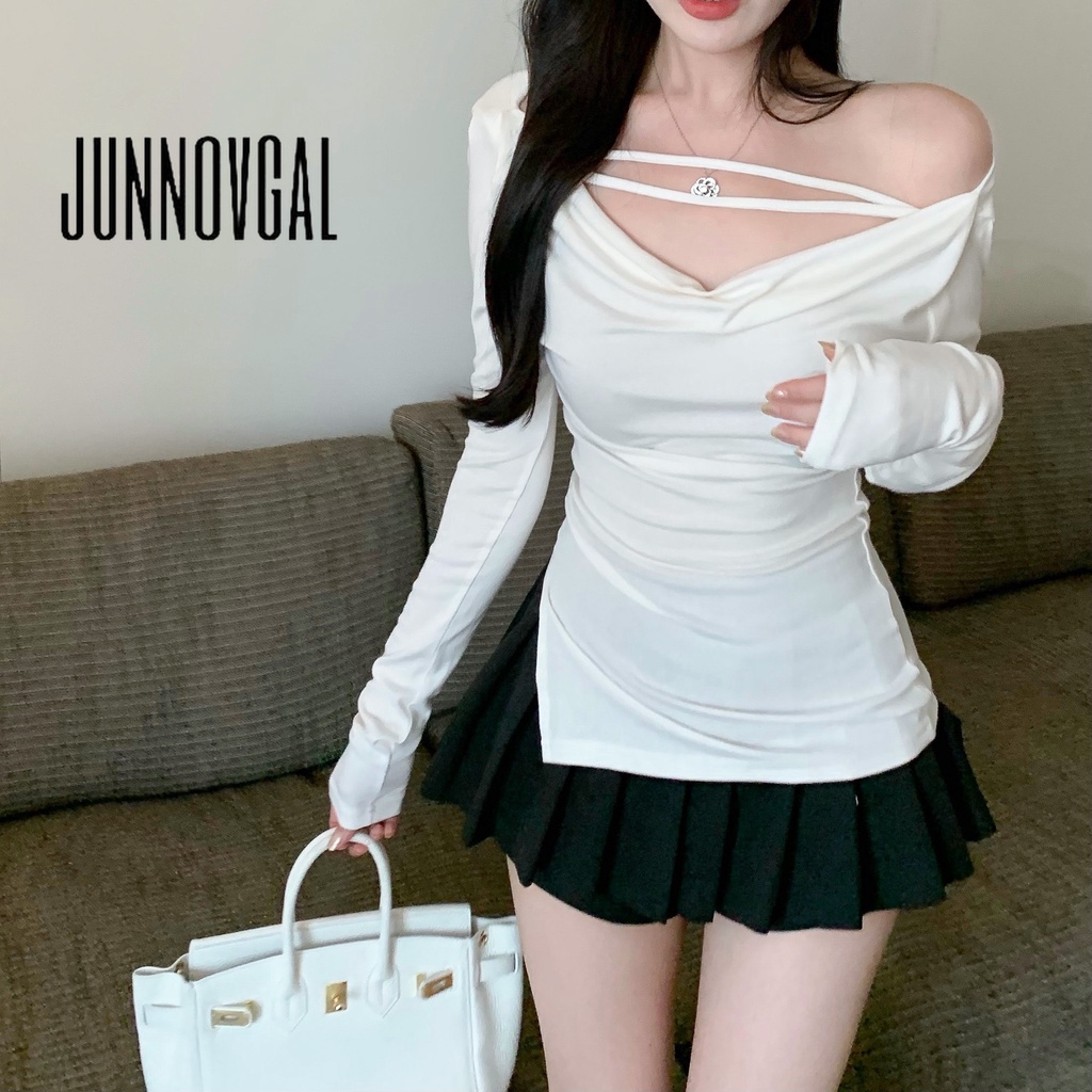 Junnovgal women 2023 thời trang mới skinny hollow sexy đa năng áo sơ mi đáy