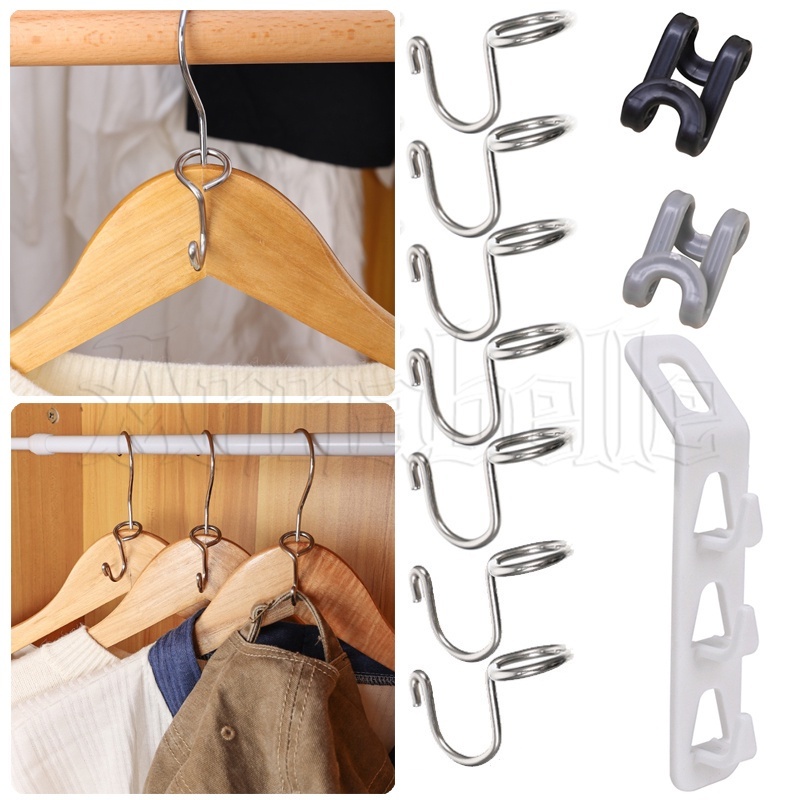 1 / 5 Móc Treo Quần Áo Bằng Thép Không Gỉ Chống Trượt Tiết Kiệm Không Gian
