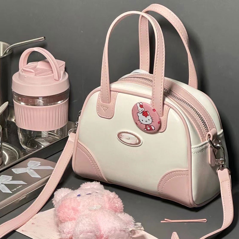 Túi Đeo Vai mini Boston Màu Hồng Thời Trang Mùa Hè Cho Nữ