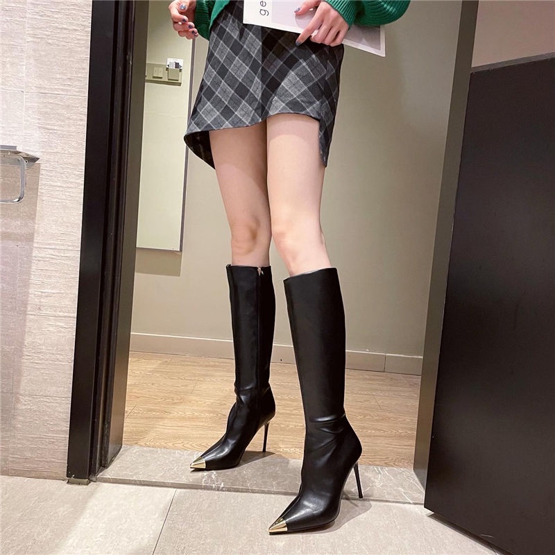 Giày Bốt Cao Gót Mũi Nhọn Phong Cách Âu Mỹ Thời Trang Cho Nữ