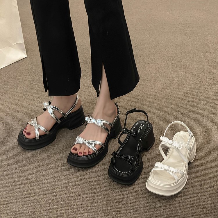 Giày Sandal Cao Su PU Hở Ngón Đế Dày 3-5cm