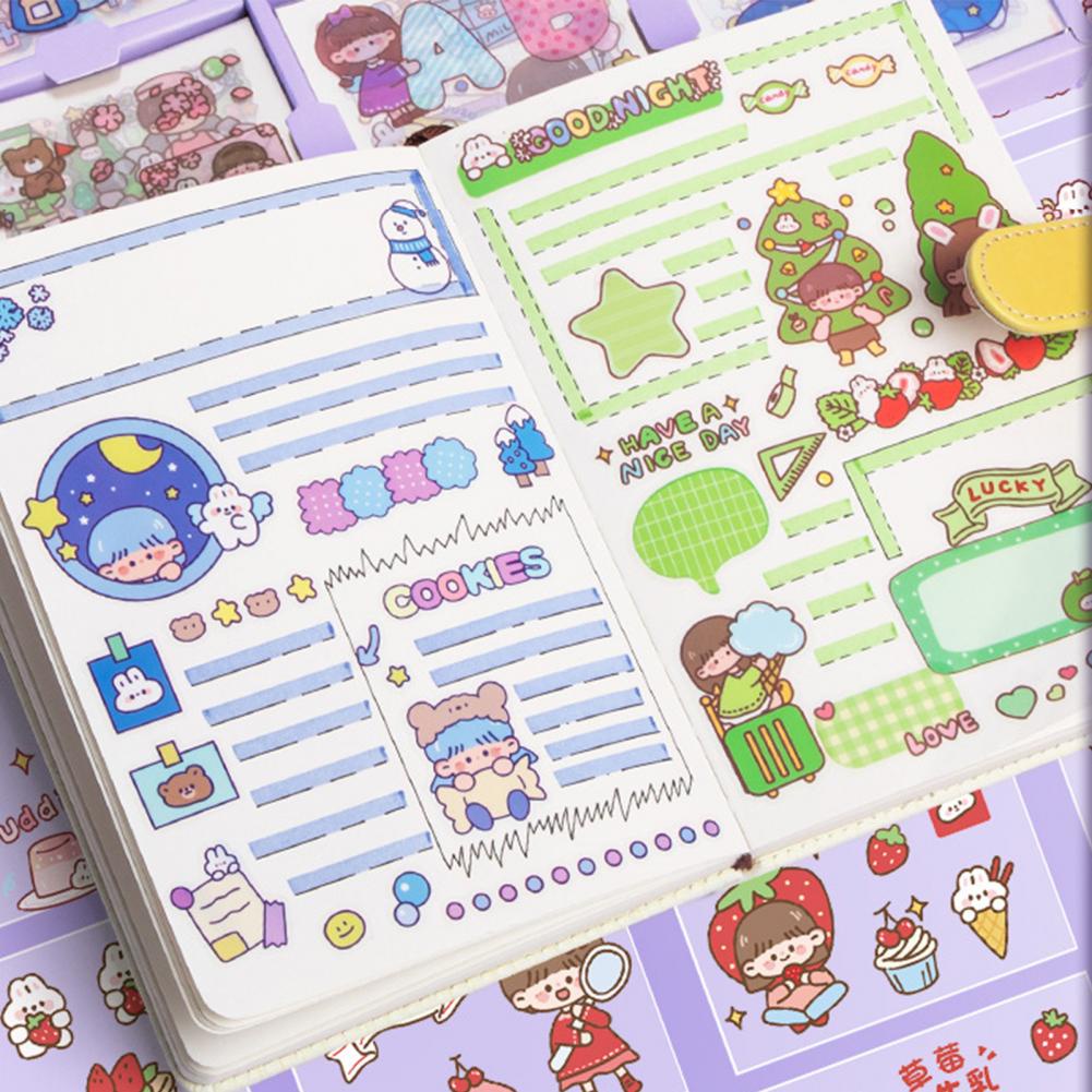 Set hộp 200 tấm sticker 1000 hình dán chống nước nhiều phong cách cute dễ thương RYVN