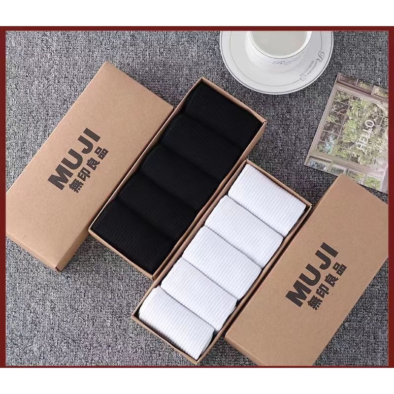 Muj! muj! Muji Vớ cotton Cổ Thấp Màu Trơn Thoáng Khí Khử Mùi Thời Trang Cho Nam Và Nữ