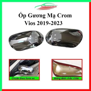 Ốp gương chiếu hậu Vios 2019-2023 mạ crom bảo vệ chống trầy trang trí làm đẹp xe