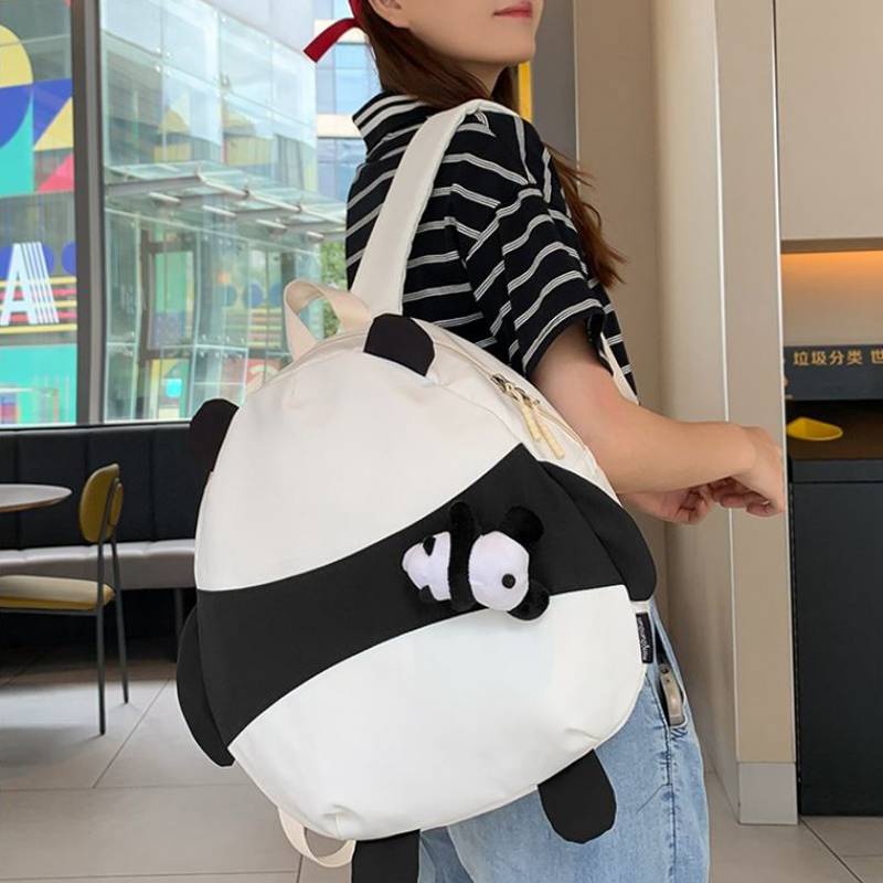 Ere1 Balo Đi Học Nhẹ In Họa Tiết Gấu Trúc Hoạt Hình Dễ Thương Thời Trang Cho Nữ