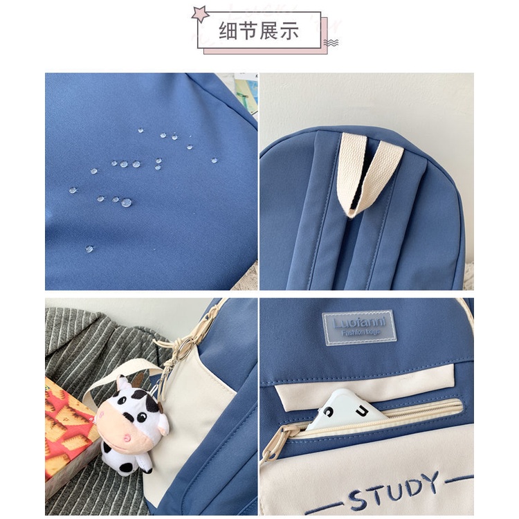 Balo nữ đi học nhiều ngăn balo sinh viên ulzzang basic Phong Cách Hàn Quốc Đáng Yêu