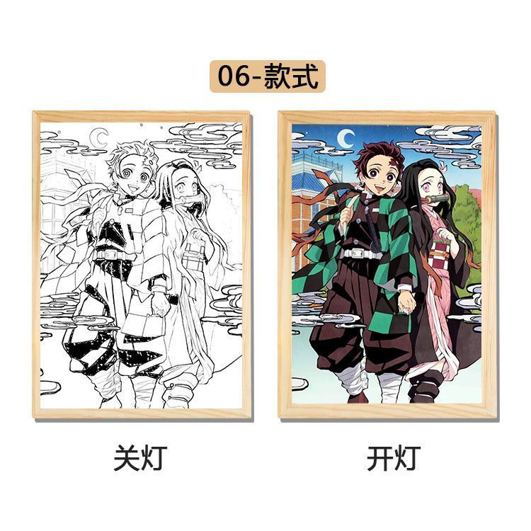 Khung Ảnh Đèn LED Hoạ Tiết Demon Slayer Độc Đáo Sáng Tạo