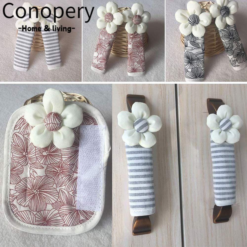 Conopery Vỏ Bọc Tay Nắm Cửa Tủ Lạnh Dày Dặn Chống Tĩnh Điện / Bụi / Chống Trượt Họa Tiết Hoa Xinh Xắn