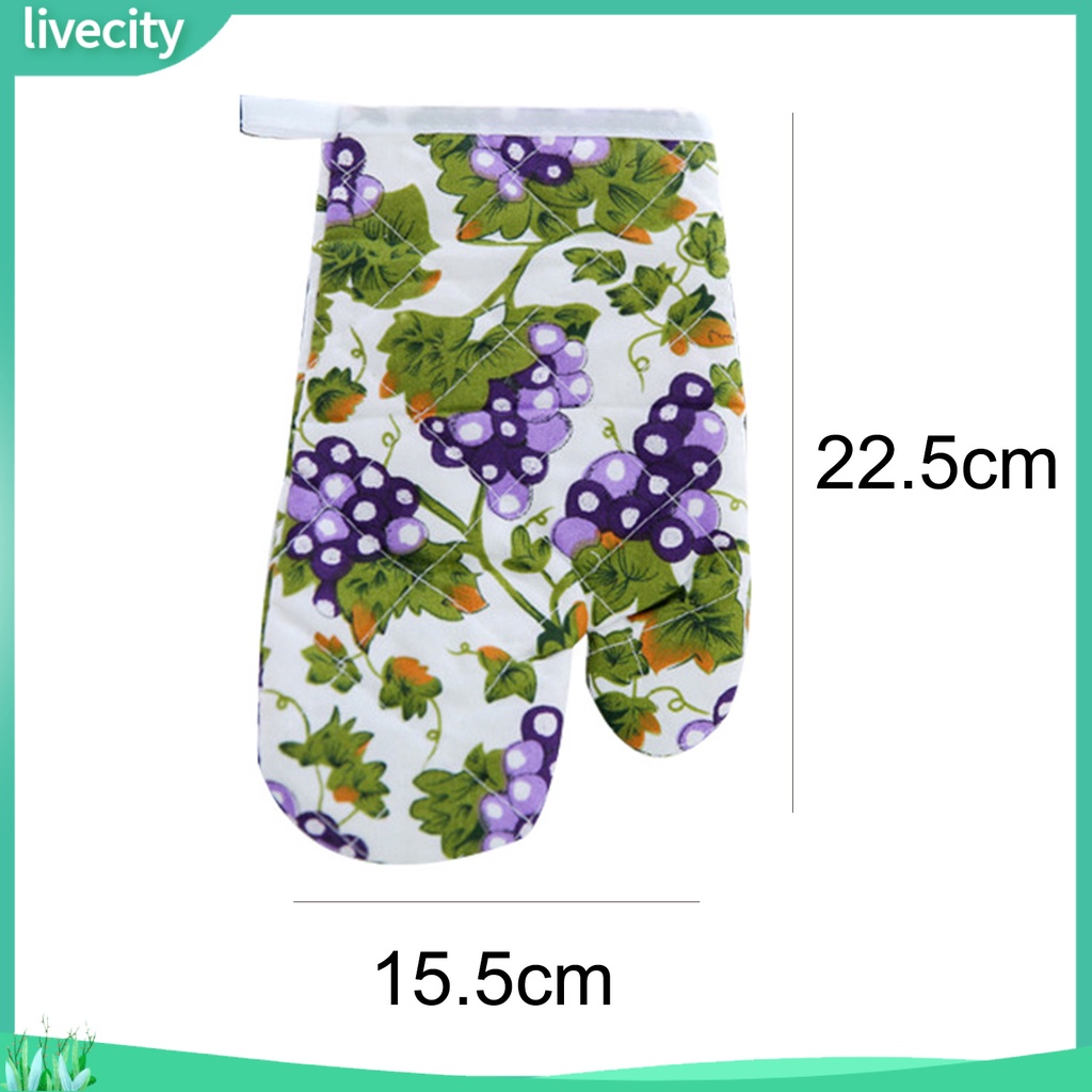 Lò nướng mitt fruit print cách nhiệt dày chống trượt treo găng tay lò vi sóng cho dã ngoại