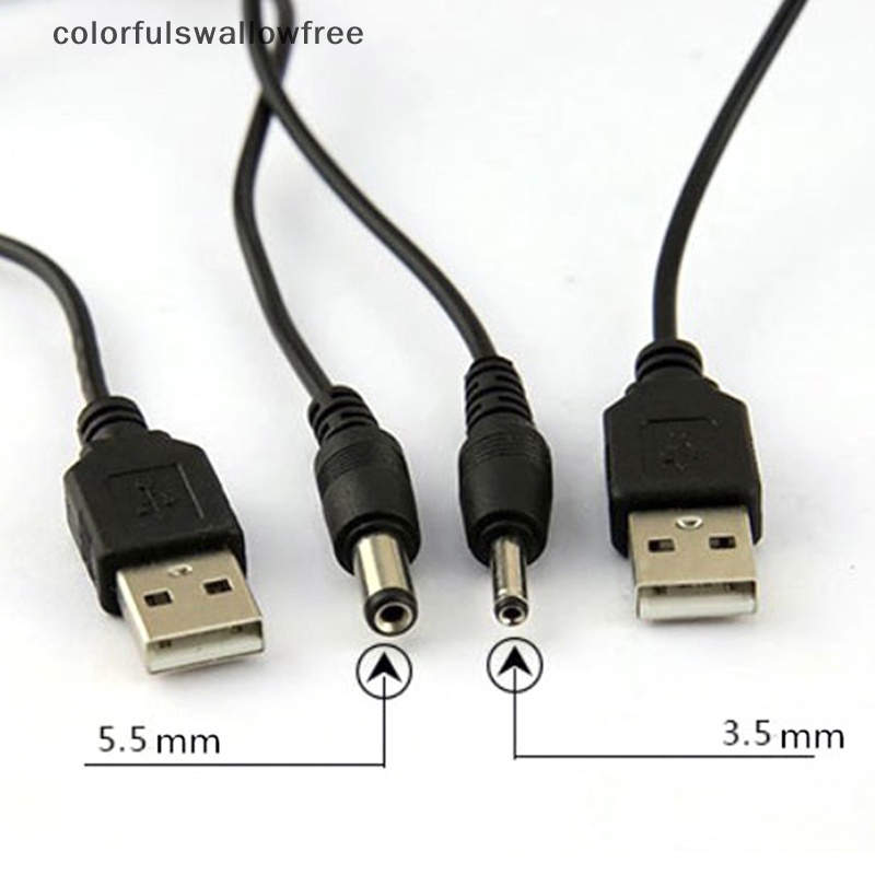 Colorfulswallowfree cổng usb đến 2,5 3,5 4,0 5,5mm 5v dc barrel jack cáp nguồn đầu nối dây cáp đen abc