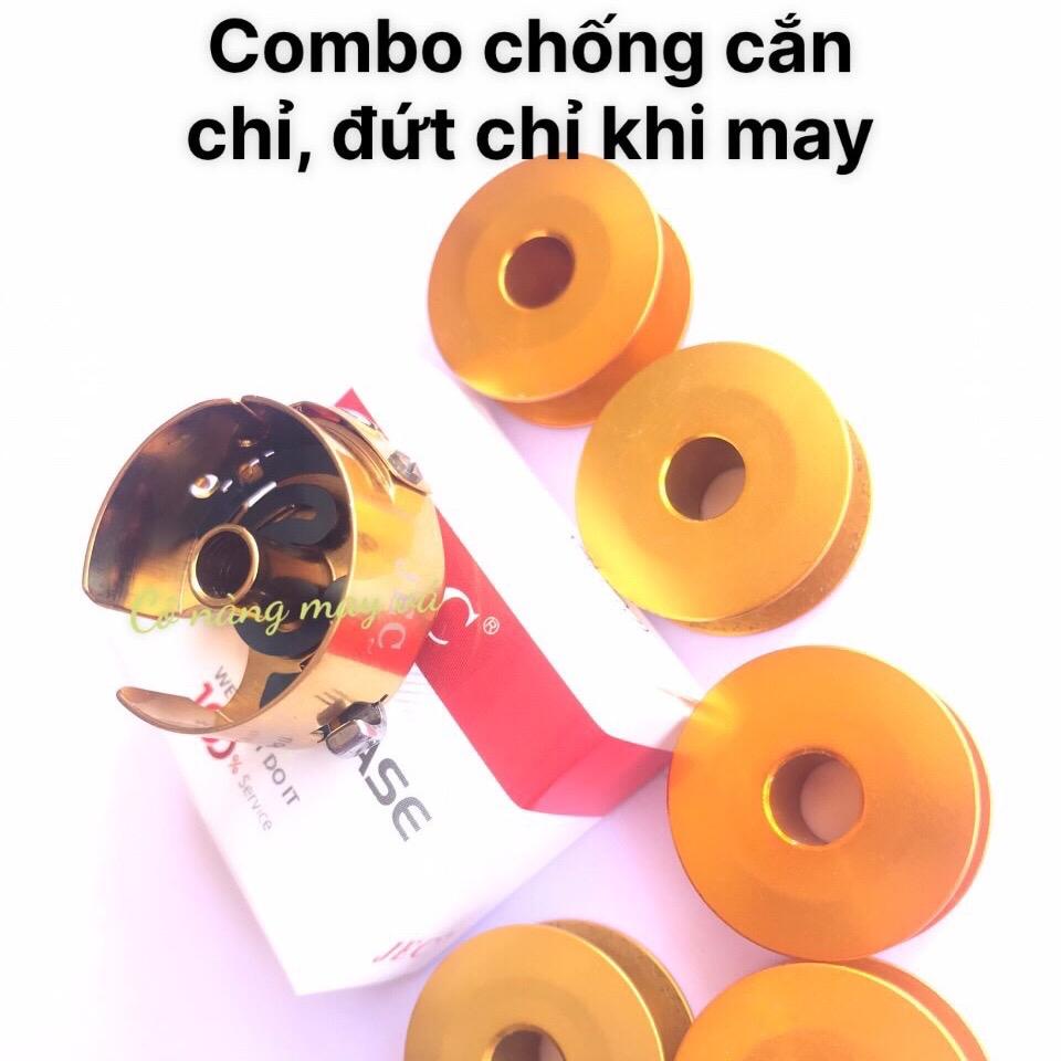 Combo Thoi (quả đào, thuyền) + 5 suốt vàng máy may công nghiệp 1 kim chống rối chỉ, đứt chỉ khi may