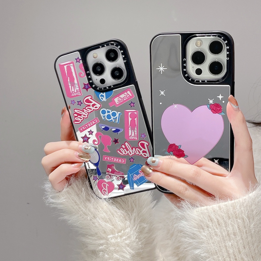 Barbie mirror casetify phone case cho iPhone 15 14 13 12 11 pro max plus, bìa cứng