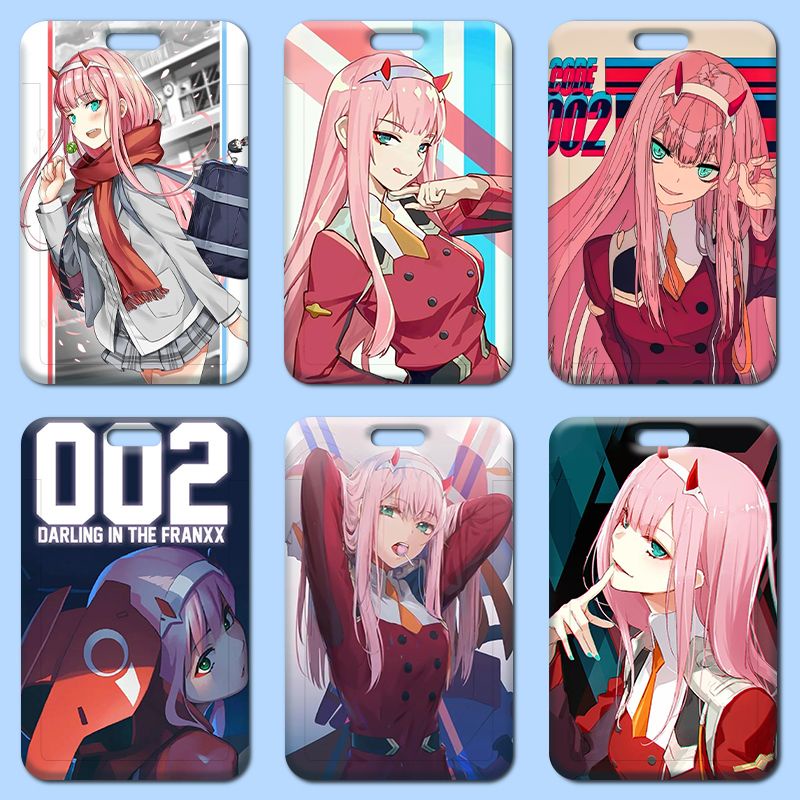 Anime darling in the franxx chủ thẻ id cho trẻ em bé trai chủ văn phòng phẩm bìa sinh viên nhân viên dây buộc chủ thẻ chủ thẻ kinh doanh chủ thẻ tín dụng