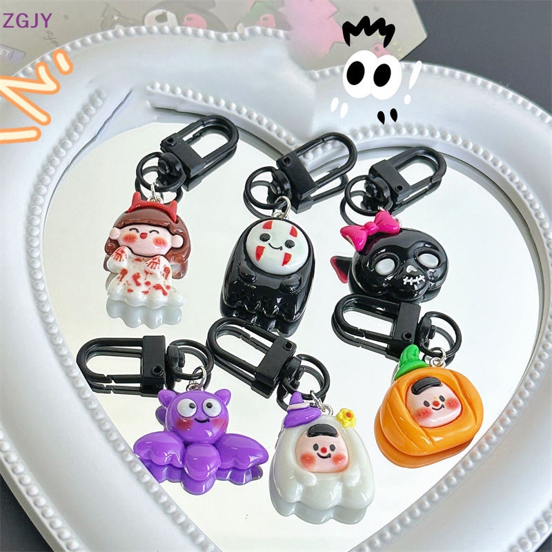 Terokk halloween dễ thương bí ngô ma mặt dây chuyền móc khóa ba lô tai nghe hộp đựng charm mặt dây chuyền xe hơi phụ kiện trang trí mới