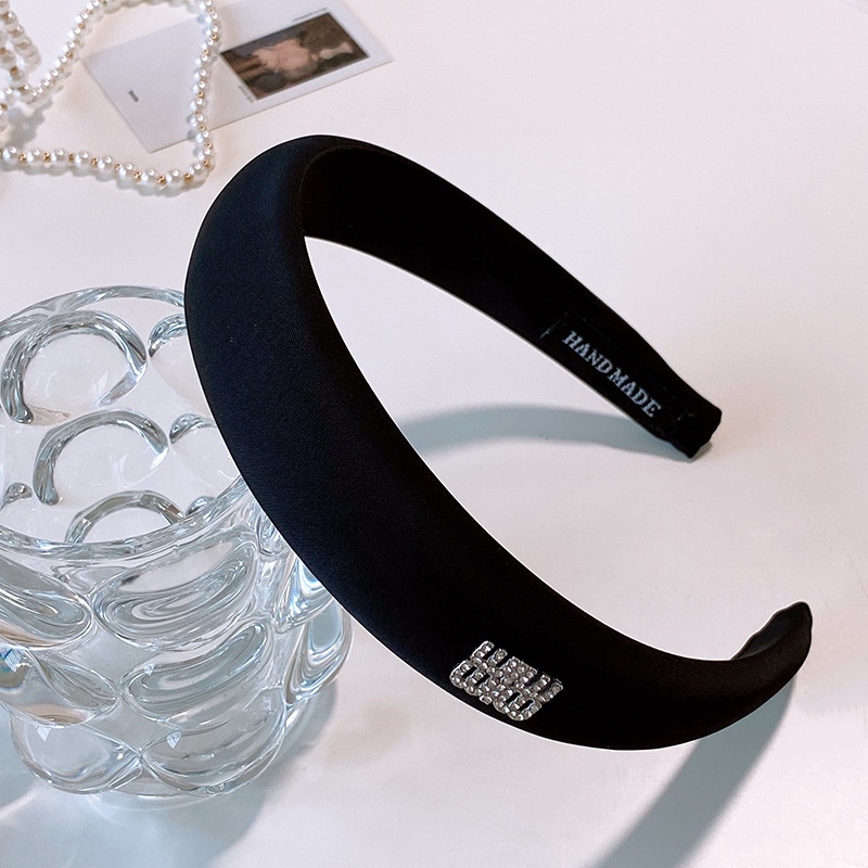 2023 vải trắng đen kim loại bạc độc đáo rhinestone star satin sponge headband