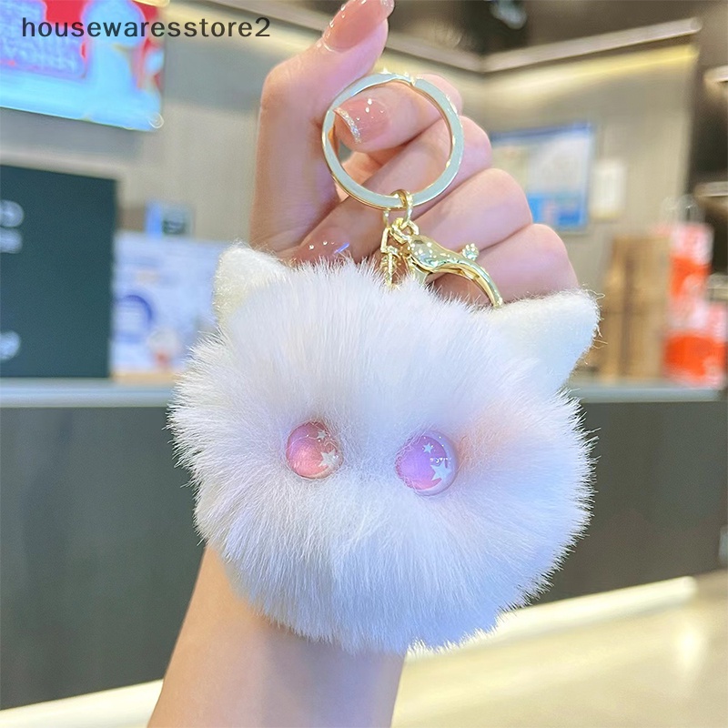 Dễ thương blush cat ball keychain túi mặt dây chuyền sang trọng mặt dây chuyền quà tặng sinh nhật boutique