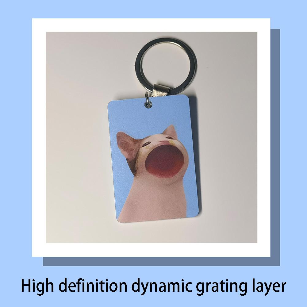 Kiss cat dynamic keychain sáng tạo phiên bản hd dễ thương acrylic kitty mặt dây chuyền móc khóa 3d a9c1