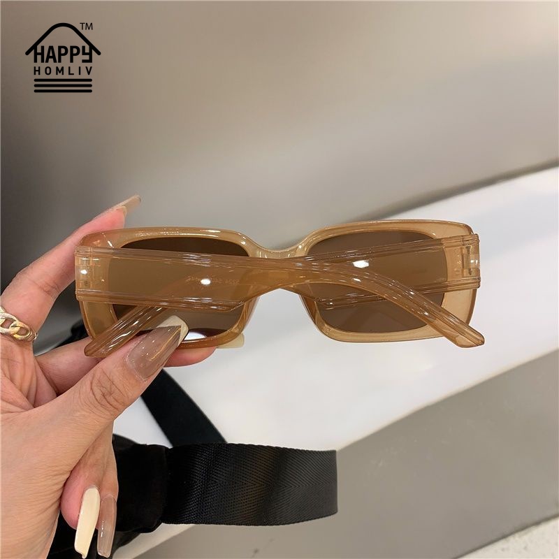 HAPPY HOMLIV Kính Mát Gọng Vuông Nhỏ Nhắn Phong Cách Retro Cho Nữ