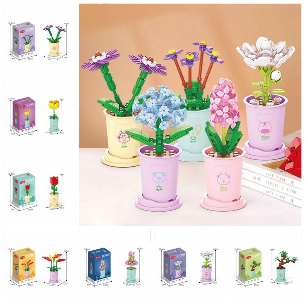 Khối lắp ráp MMULCK mô hình bó hoa bằng nhựa đáng yêu làm đồ chơi quà tặng trẻ em