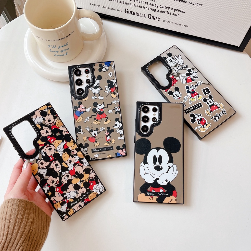 Disney mickey mouse casetify phone case cho samsung galaxy s22 s23 plus ultra +, mirror hard cover