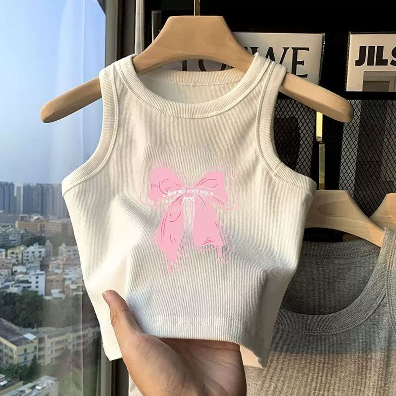 Áo Thun Cotton Không Tay Màu Trơn In Họa Tiết Hoạt Hình Phong Cách Hàn Quốc Dành Cho Bé Gái