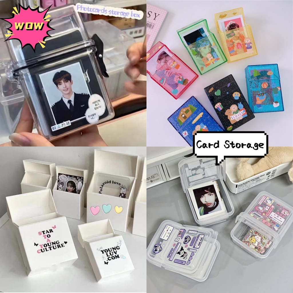 Ins hộp lưu trữ photocard 3 inch bìa lật không thấm nước đuổi theo giá đỡ ảnh sao hộp trang trí bộ nạp thẻ di động