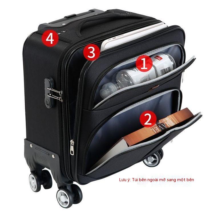 Vali Oxford Buden vali siêu nhẹ nữ vali du lịch công tác nam nắp gập vali da nhỏ tiết diện ngang mở bên