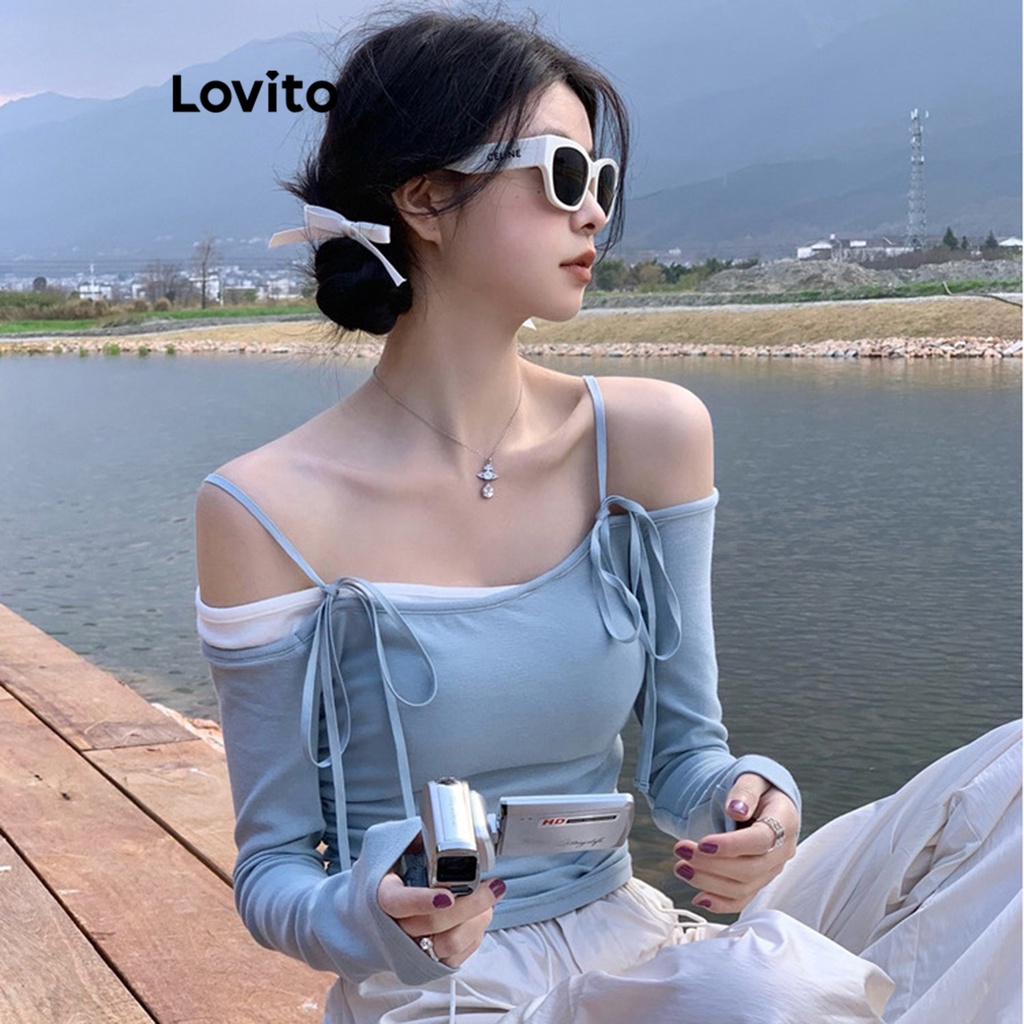 Lovito màu trơn phong cách xinh xắn cho nữ L60AD080