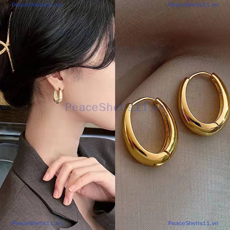 Peaceshells 1 cặp phong cách cổ điển bông tai vòng nhỏ màu vàng đơn giản tinh tế bông tai hình chữ u- cho bạn gái món quà phụ kiện trang sức đẹp.