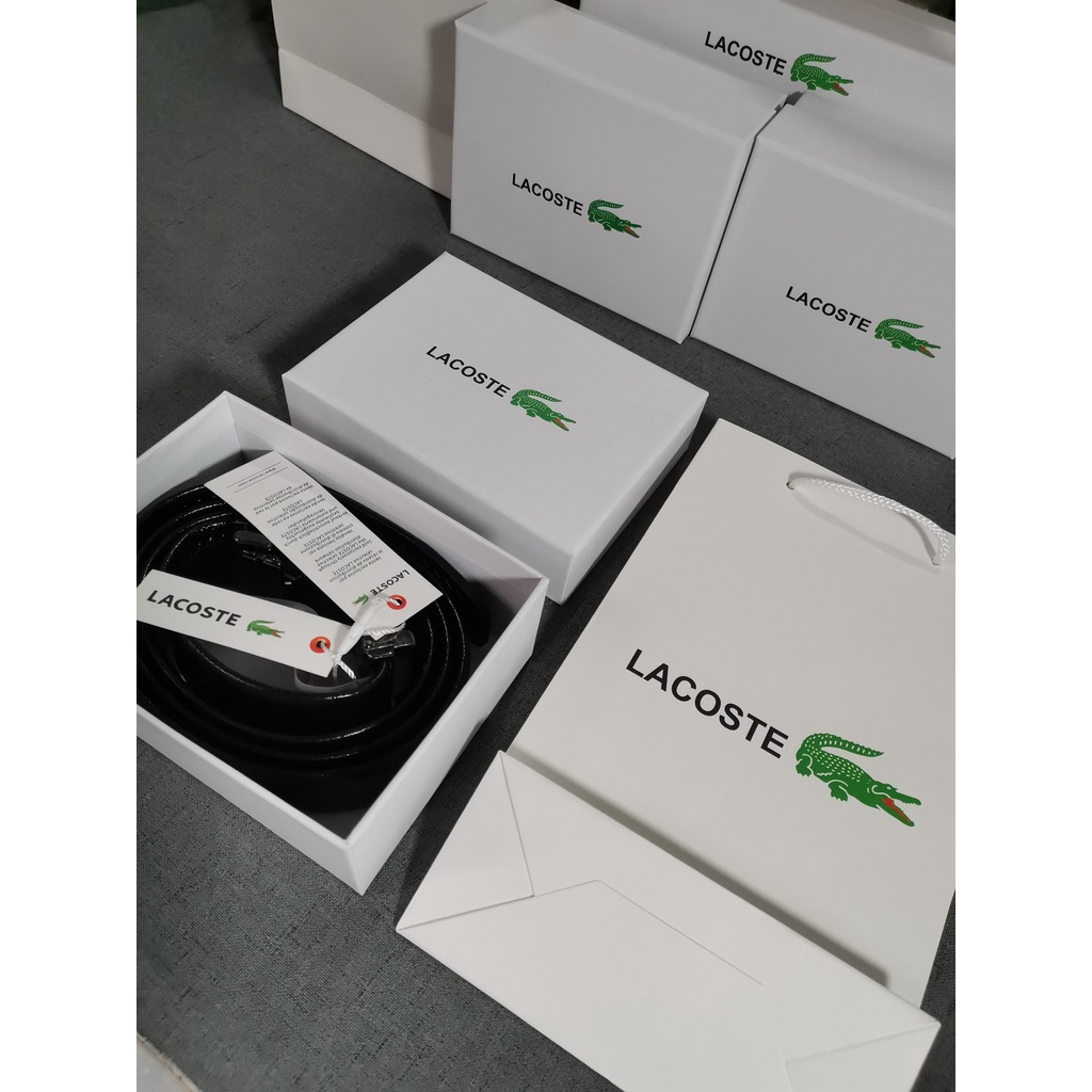 Lacoste thắt lưng nam da thật sang trọng dây đeo thắt lưng quần jean ghim khóa thắt lưng hộp quà