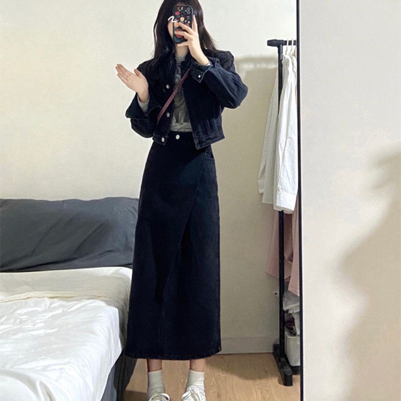 Set Áo Váy Denim Phong Cách Pháp Thời Trang Mùa Xuân Mới Cho Nữ