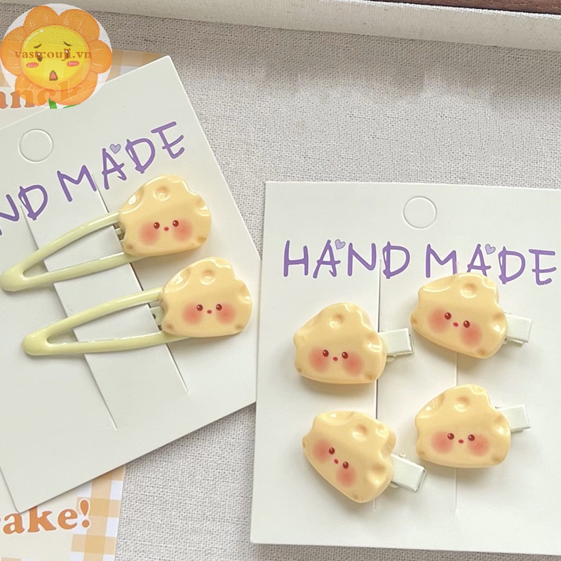 Vastji kawaii cartoon cheese kẹp tóc cô gái side bang kẹp tóc dễ thương ngọt ngào phụ kiện tóc cho bé gái quà tặng sinh nhật vn