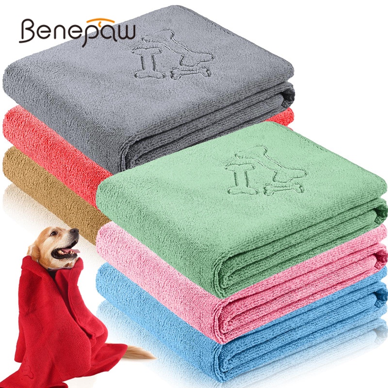 Benepaw thấm hút mềm khăn sợi nhỏ cho chó thoải mái sấy nhanh thêu xương cho thú cưng khăn tắm cho mèo cún con tắm chải lông