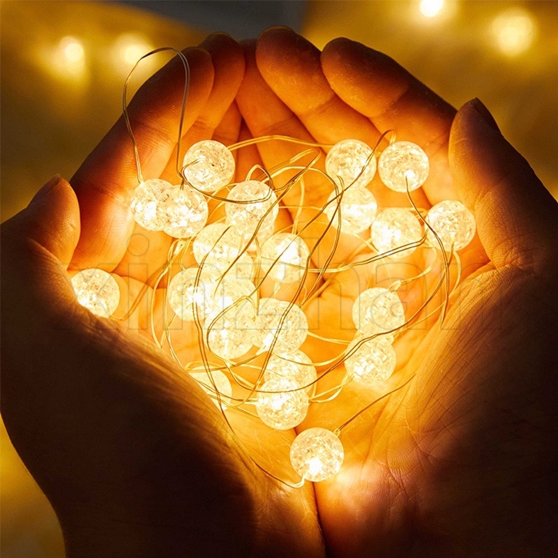Multi-purpose cracked balls string lights / outdoor energy-saving fairy light string / battery powered fairy light / wedding garden xmas party trang trí phòng ngủ
