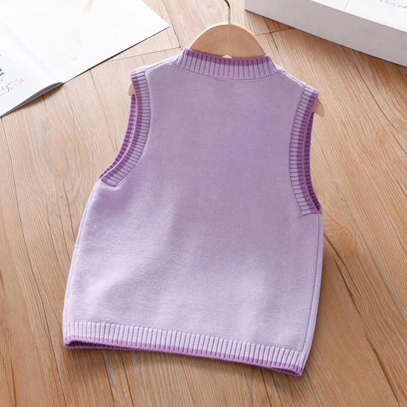 Trẻ em trẻ em quần áo mùa xuân mùa thu phong cách cô gái áo len trẻ em cô gái trung lớn trẻ em trẻ em áo vest thời trang cô gái dệt kim