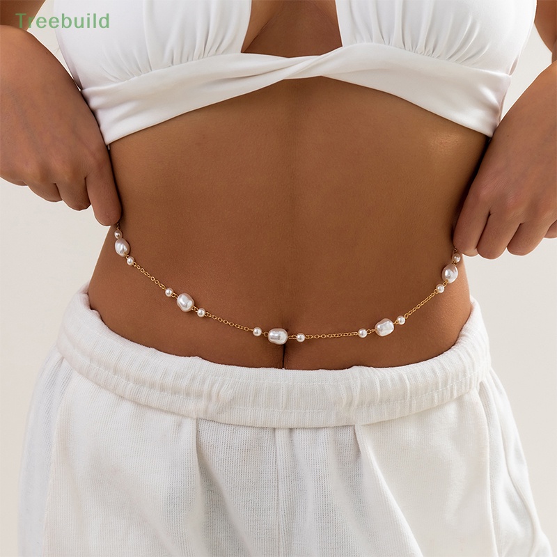 chuỗi thắt lưng ngọc trai cho phụ nữ chuỗi hạt bụng vàng xếp lớp đi biển bikini thời trang phụ kiện trang sức cơ thể [ưu tiên]