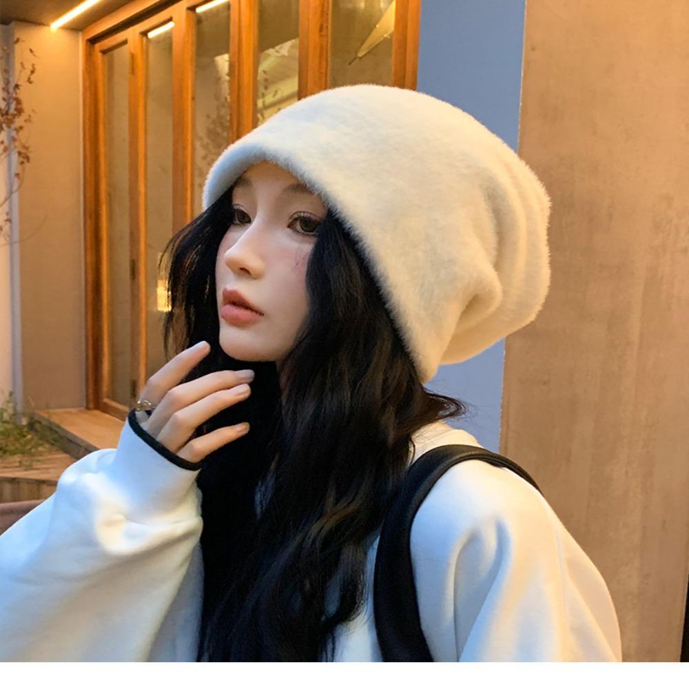 Muvako Mink Mũ Trùm Đầu Bằng Lông Nhung Dày Dặn Màu Trơn Chống Gió Giữ Ấm Tai Cho Nữ