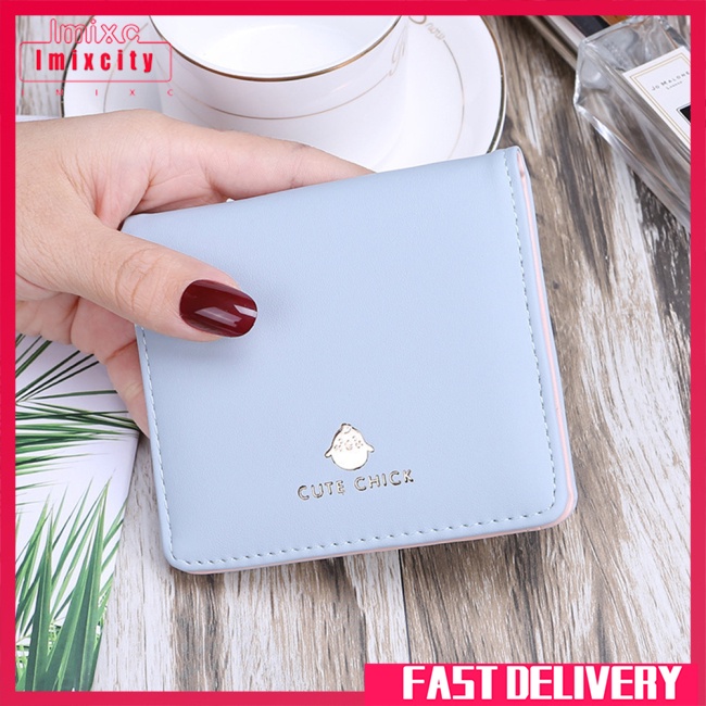 Imixcity phong cách ngắn hình mèo dễ thương 2 ví gấp cho nữ sinh viên
