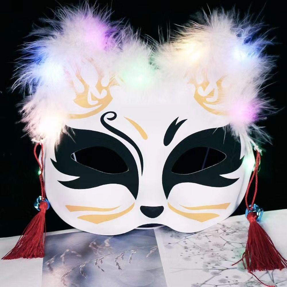 Rosegoods1 Mặt Nạ Hóa Trang Cáo / anime Nửa Mặt Có Đèn led Phát Sáng Vui Nhộn Cho Bữa Tiệc