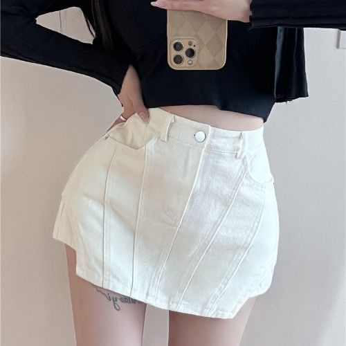 Chân Váy denim Chữ a Lưng Cao Thời Trang