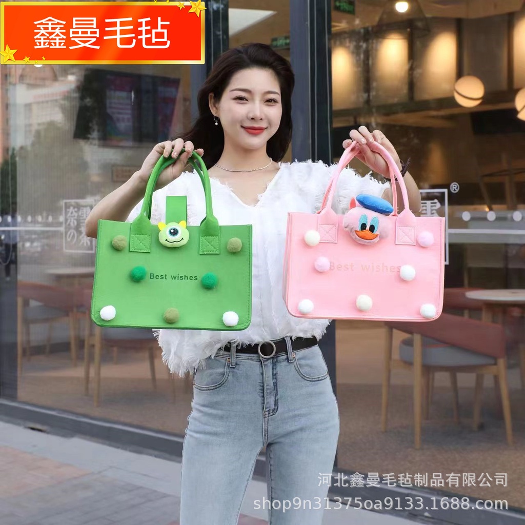 Phim hoạt hình phim hoạt hình túi nỉ one-year-old túi xách lưu niệm cho bé hàng tháng túi lưu niệm diy felt gift bag bán buôn