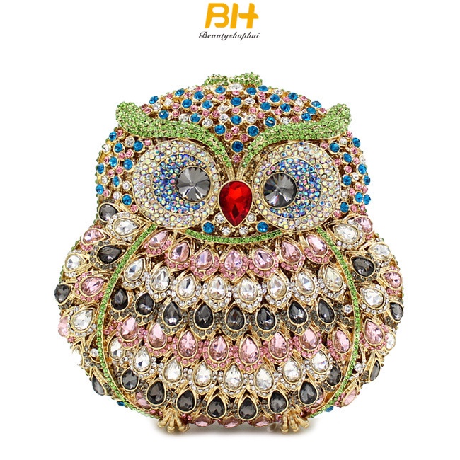 Owl water diamond women's bag crystal diamond dinner bag túi cầm tay của phụ nữ túi ly hợp