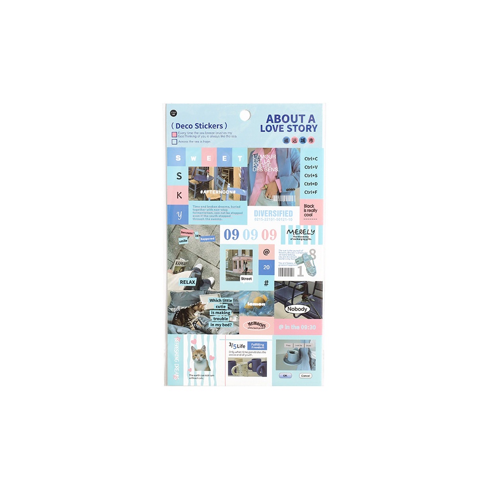 Mohamm 1 tờ cat cup cake ice cream flower paper sticker chất liệu trang trí dán để cắt dán scrapbooking diy journaling