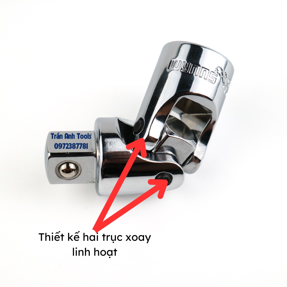 Đầu nối khẩu 1/2 lắt léo cao cấp Wynn's F060112 chất liệu CR-V khớp xoay 360 độ, nối khẩu đa năng hàng chất lượng cao