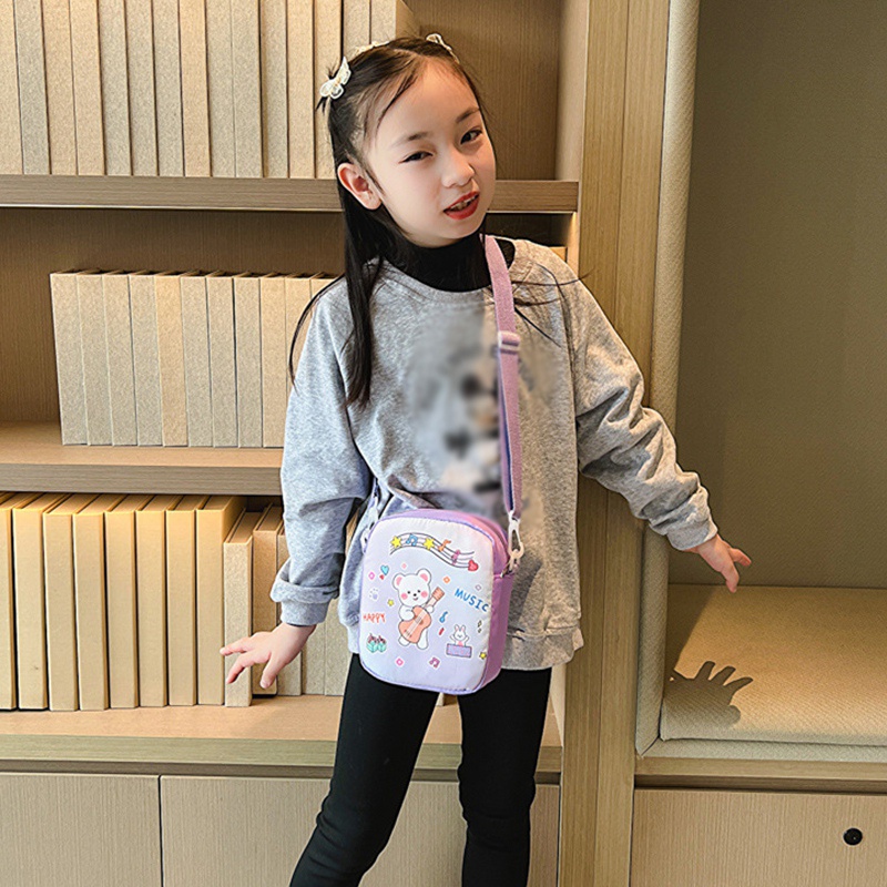 Túi Đeo Chéo Ngực Siêu Nhẹ In Họa Tiết Hoạt Hình Phong Cách Hàn Quốc Cho Bé